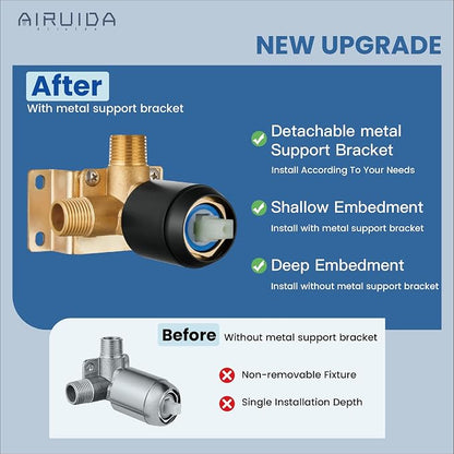 Airuida 10 Inch Matte Black Shower Faucet Set,Rainfall Shower System | Ceiling Shower Head,Male Thread Rough-in Valve,Ceiling Mount,Single Handle