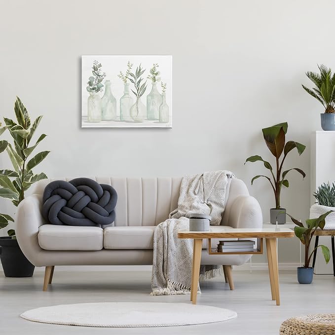 Stupell Industries 'Soft Green Potted Plants Fresh Herbs Still Life', Canvas Art, 30 x 24 Inches, Easy to Hang and Sturdy, Made in USA, by Cindy Jacobs | Stupell Industries | 30 x 24 Inches, Easy to Hang and Sturdy, Made in USA, by Cindy Jacobs