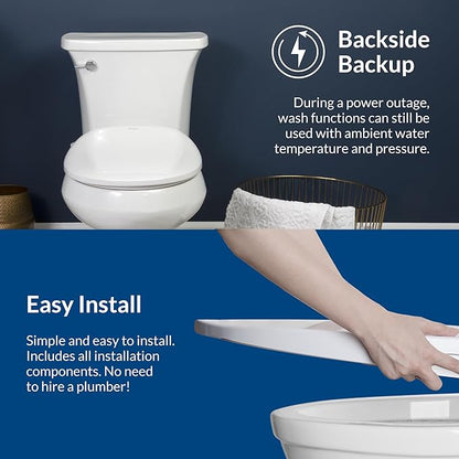 Bio Bidet BB550 Heated Bidet Seat with Warm Water Wash & Air Dryer, Night Light, Low Profile Design, Elongated