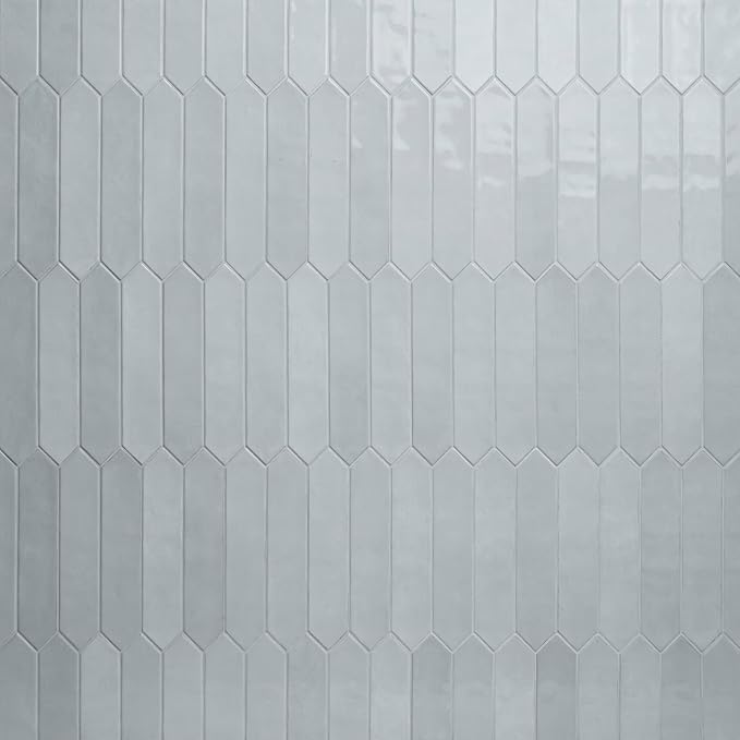 M S International Renzo Sky Glossy Ceramic Picket Wall Tile for Bathroom, Kitchen Backsplash, Accent, and Shower - Sample