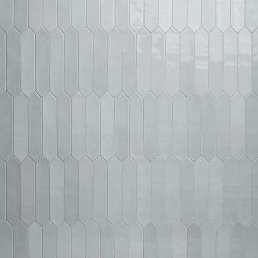M S International Renzo Sky Glossy Ceramic Picket Wall Tile for Bathroom, Kitchen Backsplash, Accent, and Shower - Sample