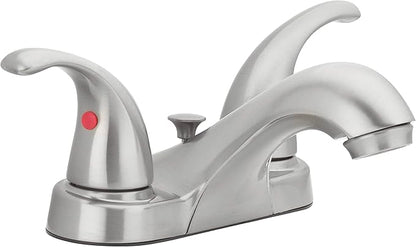 Aqua Vista 15-B42WP-BN-AV Two Handle Bathroom Sink Faucet, Brushed Nickel