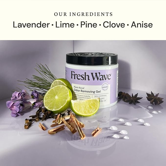 Fresh Wave Lavender Odor Eliminator Gel 2Pk 15 oz - Air Freshener for Home | Lasts 30-60 days. Plant-based odor absorber. No perfumes or harsh chemicals. Bathroom & closet deoderizer. Refills available.