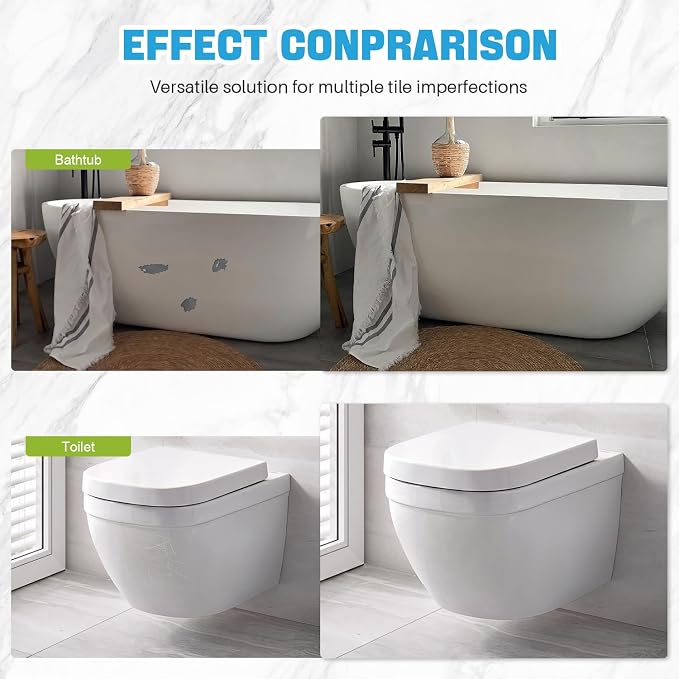 Tub Paint, 1.9oz High-Gloss White Touch Up Paint for Tile, Bathtub