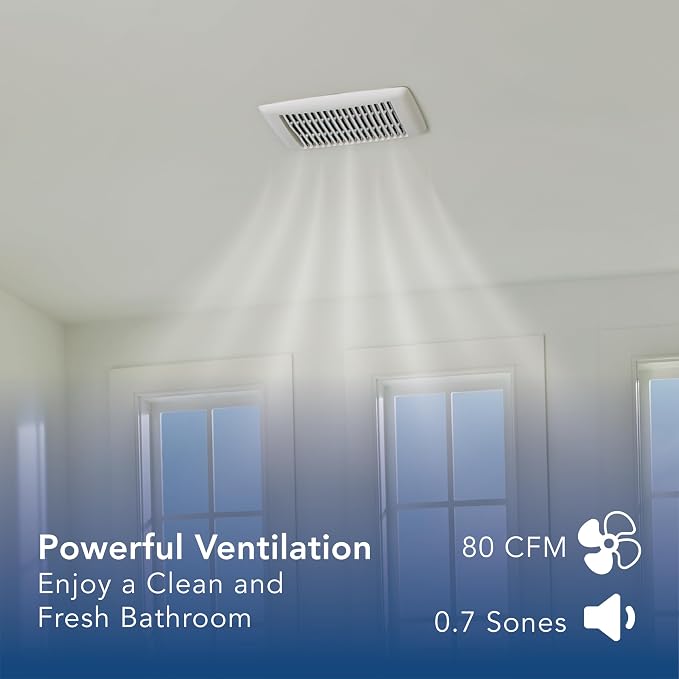 Broan-NuTone AE80B Bathroom Exhaust Fan with Roomside Installation, ENERGY STAR Certified, 80 CFM, 1.5 Sones, White
