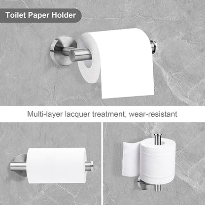 Brushed Nickel Bathroom Hardware Accessories Set 5 Piece, Stainless Steel Bath Towel Bar Set 24 Inch,Toilet Paper Holder,Towel Ring Holder,Towel Rack Set, Brushed Nickel