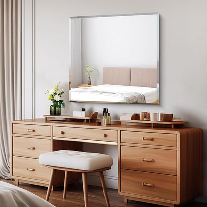CILIBER Beveled Mirror, 30x30 Square Bathroom Mirrors for Wall, 3mm Tempered Glass Frameless Vanity Mirror Over Sink with Beveled Edge for Bathroom,Bedroom,Living Room and Entryway