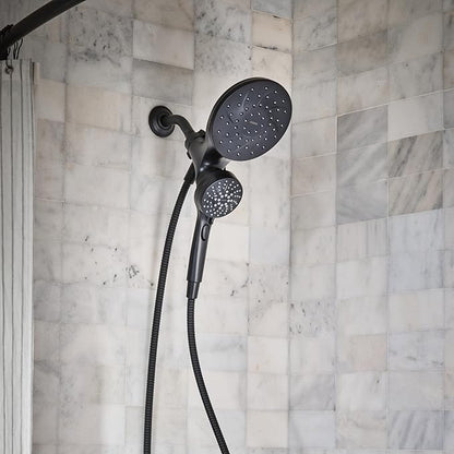 Moen Engage Matte Black 2.5 GPM Handheld Showerhead and Rain Shower 2-in-1 Combo Featuring Magnetic Docking System and Metal Hose, 26009BL