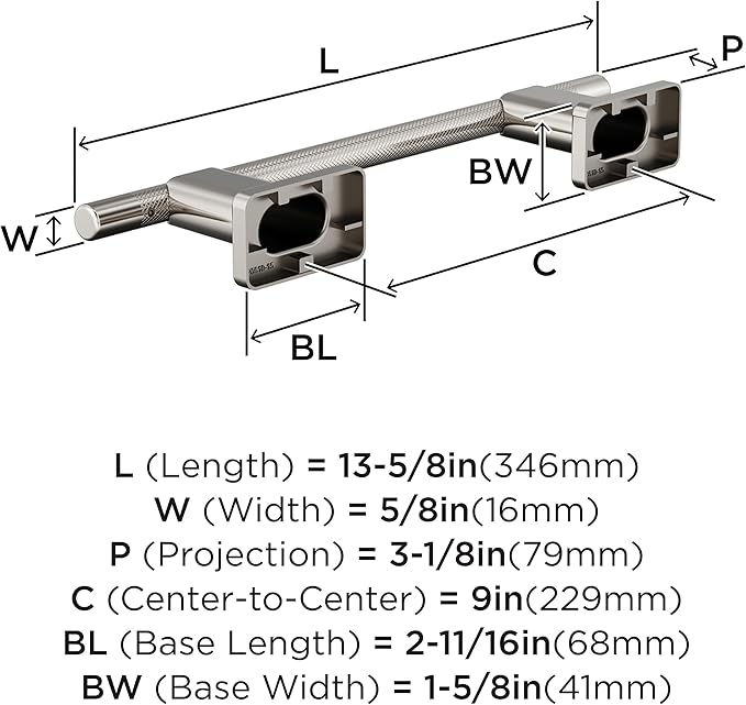 Amerock Bronx Polished Nickel 9 inch (229mm) Towel Bar, BH26616PN