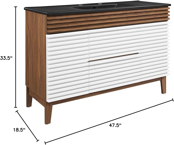 Modway Render 48" Single Bathroom Vanity in White Walnut Black