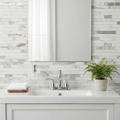Yipscazo 2026 New Upgrade Peel and Stick Backsplash, Stick on Backsplash Tiles for Kitchen, Bathroom, Fireplace (10 Sheets, Polished White with Gold)