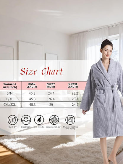 Plush Bath Robes For Women After Shower,Soft Long Towel Robe,Quick Dry&Warm Womens Bathrobe