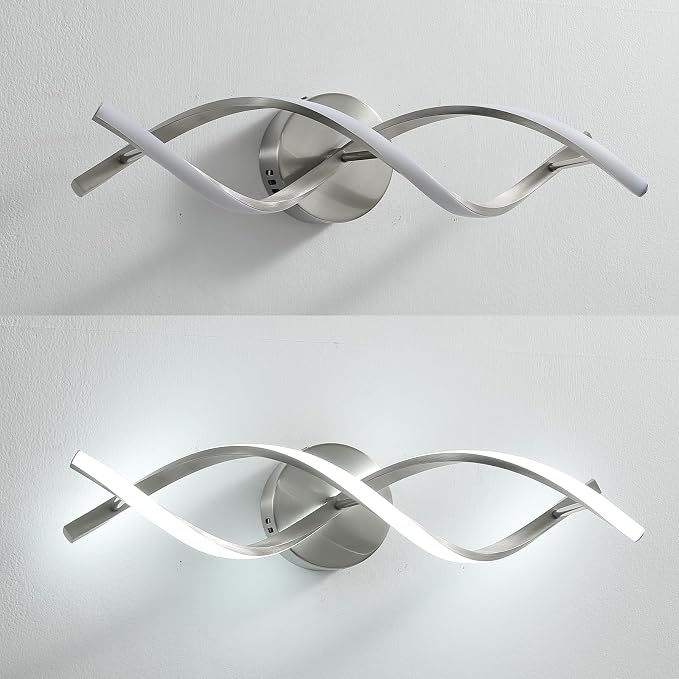 Modern Nickel LED Vanity Lighting,Bathroom Light Fixture Over Mirror,21 Inch,6000K Cool White