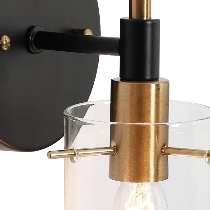 KSANA Black and Gold Wall Sconce, Modern Glass Wall Light Fixture for Living Room, Bathroom, Bedroom, and Hallway 1-Light