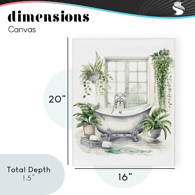 Lush Greenery Bathtub Window, 16 x 20 Inch Canvas Wall Art | Stupell Industries · By Lettered and Lined · Ready to hang · Serene bathroom accent · Made in USA
