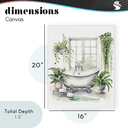 Lush Greenery Bathtub Window, 16 x 20 Inch Canvas Wall Art | Stupell Industries · By Lettered and Lined · Ready to hang · Serene bathroom accent · Made in USA