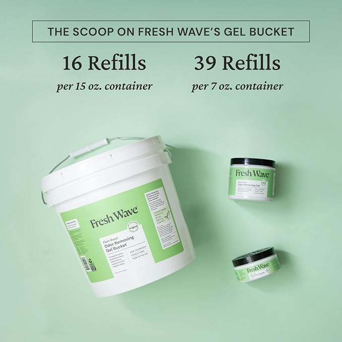 Fresh Wave Odor Eliminator Gel Bucket, 248 oz. Original Refill | EPA Safer Choice rated, No parabens or harsh chemicals, Refills up to 16 large gel jars, Pet-safe room deodorizer