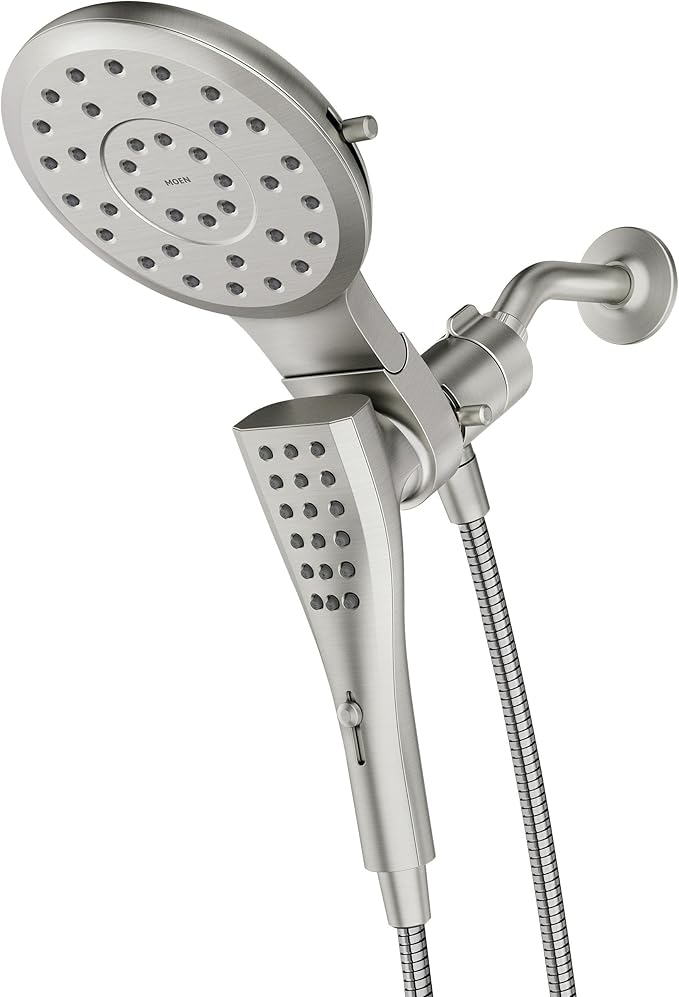 Moen Verso Spot Resist Nickel Round Rain Shower Head and Detachable Handshower Combination with Magnetix Docking System and 60-inch Metal Hose, 220C2SRN