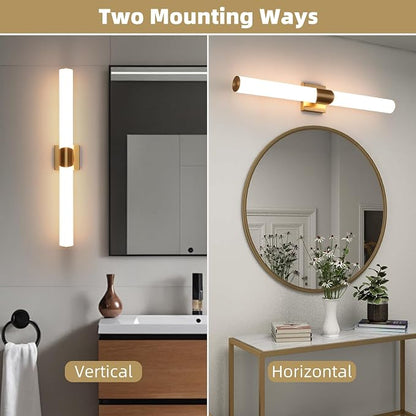 30" Gold Bathroom Vanity Lights, Wall Sconce with Acrylic Shade | Modern Wall Light for Bathroom Bedroom Living Room Hallway