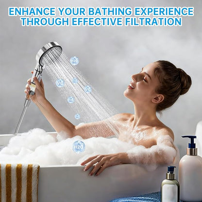 Filtered Shower Head with Handheld, 6-Spray High Pressure Shower Head to to Reduce Dry Itchy Skin, Handheld Shower Head Set Includes 60" Hose & Adjustable Bracket
