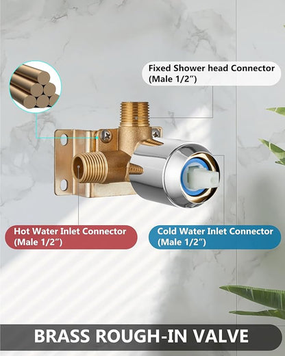 Shower Faucet with Valve, Shower Valve Kit and Head, Single Handle Shower Faucet Set with Rough-In Valve, Shower Trim Kit, Polish Chrome