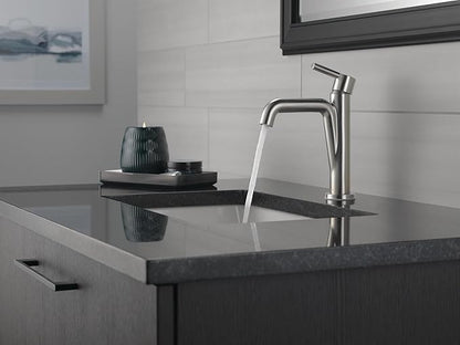 Delta Nicoli Brushed Nickel Bathroom Faucet 1 Hole, Single Hole Bathroom Sink Faucet for Vanity, Push-Pop Drain Assembly, Stainless 15849LF-SS