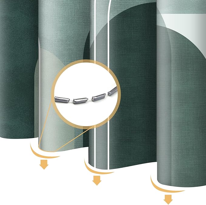 Green Shower Curtain Abstract Boho Mid Century Arch,Morden Minimalist Geometry Fabric Shower Curtains Bathroom Accessories
