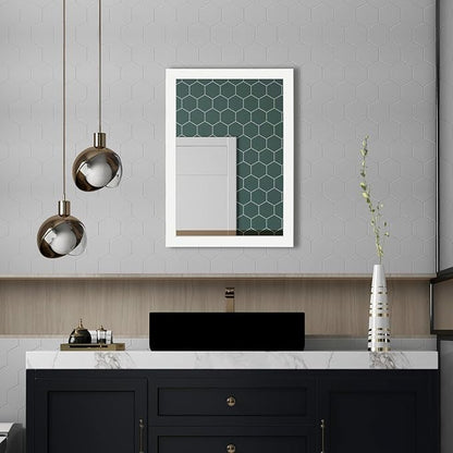 Ruomeng Rectangular Wall Mirror 20" x 28" for Bathroom, Bedroom, Entryway, Living Room, White