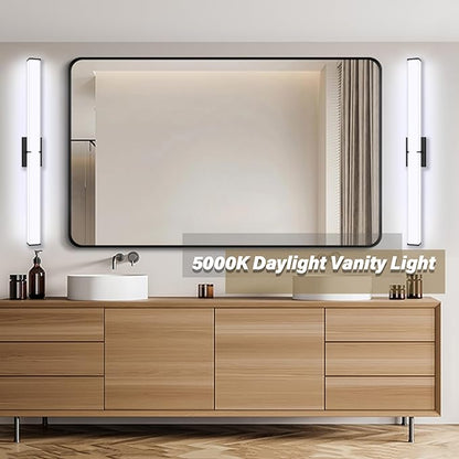 Bathroom Light Fixtures: 40 Inch ETL Certified LED Bathroom Vanity Light 5000K Cool White 40W 3600LM - Modern Black Vanity Light Dimmable with Clear Shade - Bathroom Lighting Fixtures Over Mirror