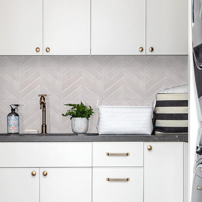 STICKGOO Herringbone Peel and Stick Backsplash, Smoky Pink, 10 Sheets | 12.6 x 9.7 in, Thicker Rectangular Vinyl Stick-On Wall Tiles, Easy Alignment, Waterproof, Easy to Clean, Kitchen/Bathroom