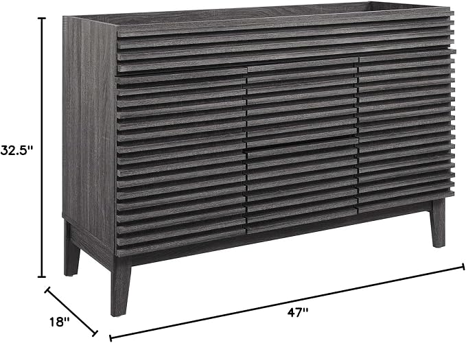 Modway Render 48" Double Sink Compatible (Not Included) Bathroom Vanity Cabinet in Charcoal
