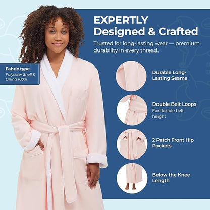 MONARCH Unisex Plush Lined Microfiber Bath Robe - Soft Shell with Polyester Lining, Resort-Grade Hotel & Spa Robe with Pocket