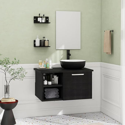 YOURLITE 28 Inches Bathroom Vanity with Mirror Modern Lavatory Wall Mounted Cabinet with Single Faucet Hole