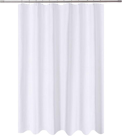 N&Y HOME Fabric Shower Curtain Liner Extra Long 72 x 84 Inches with 2 Bottom Magnets, Hotel Quality, Washable, White Spa Bathroom Curtains with Grommets, 72x84