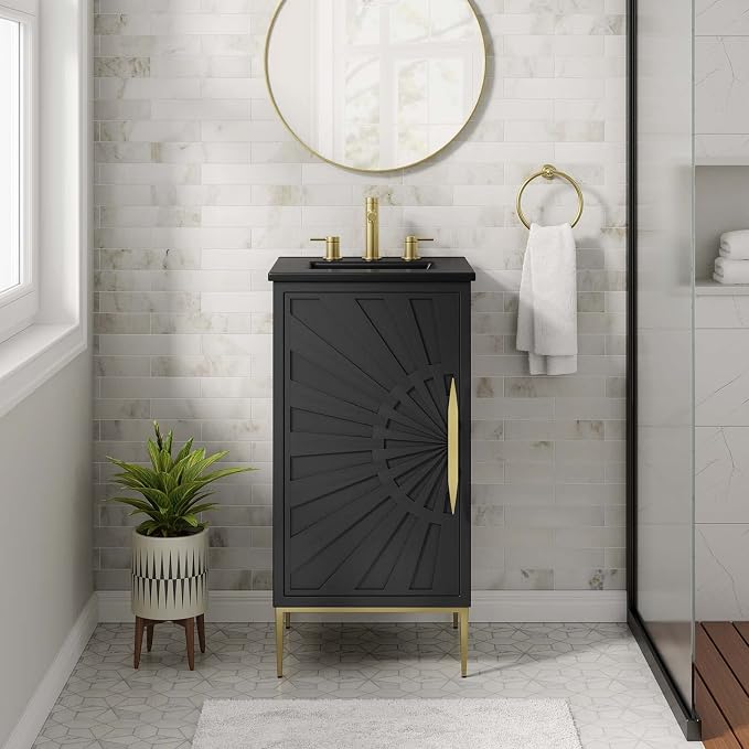 Modway Awaken Bathroom Vanity Cabinet, 18", Black Black