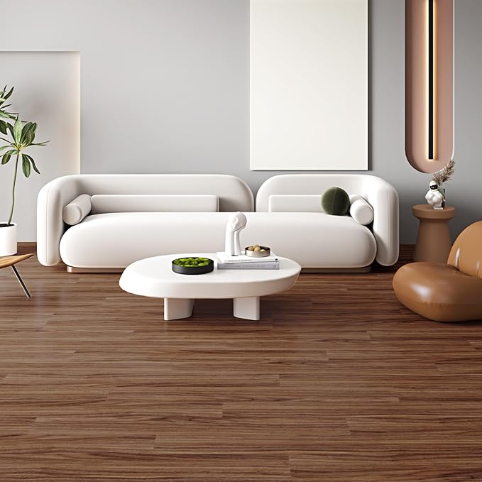 Hilarious Peel and Stick Vinyl Floor Tiles, Rustic Walnut Wood 36 PCS 54 Sq.Ft Waterproof Floor Stickers Self Adhesive Vinyl Flooring Stick on Floor Tiles Vinyl Plank Bathroom, Kitchen, Living Room RV