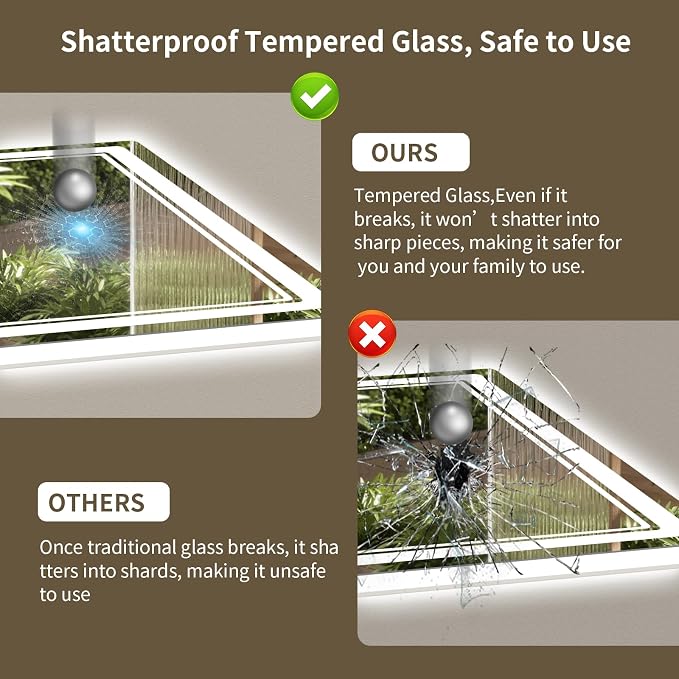 30"x40" LED Bathroom Mirror with Lights, Backlit + Front Lit, Anti-Fog, Lighted Bathroom Mirror for Wall, HD Shatterproof Tempered Glass, Dimmable, Memory Function (Horizontal/Vertical)