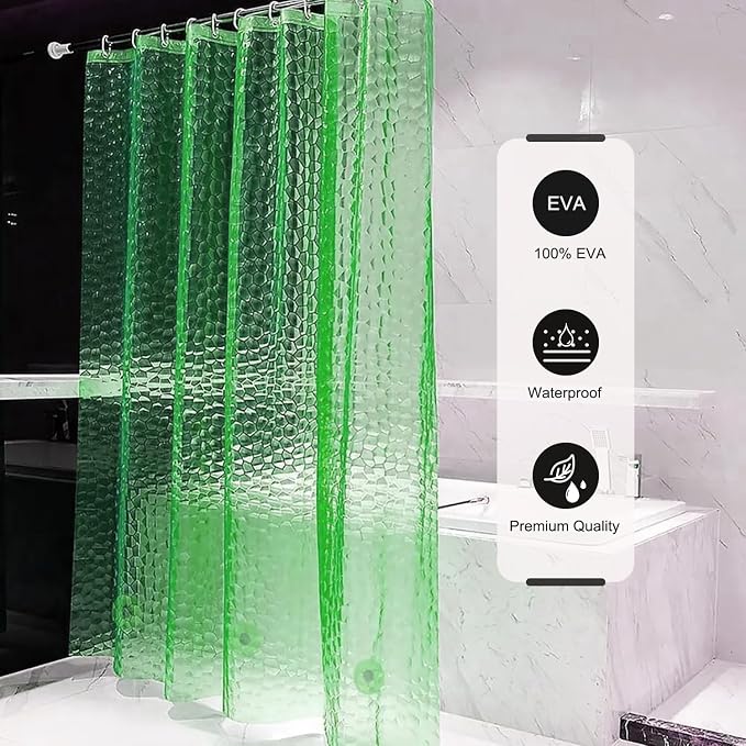 Shower Curtain Liner, 100% Waterproof EVA 3D Shower Curtains with 3 Duty Heavy Bottom Magnets and 12 Rust Proof Grommets, 72x72 Weighted Shower Liner for Shower Stall, Bathtubs