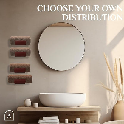 Bamboo Towel Rack by Aura Nest Set of 4 Wood Towel Racks Bamboo Bathroom Accessories -Wall Towel Holder for Rolled Towels Wooden Towel Racks for Bathroom Spa Bathroom - Dark Brown
