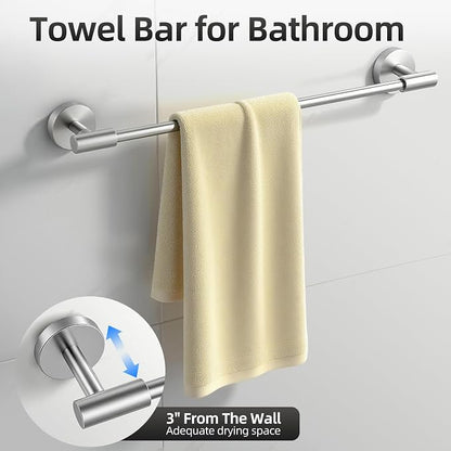 Brushed Nickel Bathroom Hardware Set 10 PCS, Towel Bar Set Brushed Nickel, Bathroom Accessories Fixtures Stainless Steel, Towel Racks for Bathroom, Bathroom Towel Holders, Towel Hooks & Rings, 19in