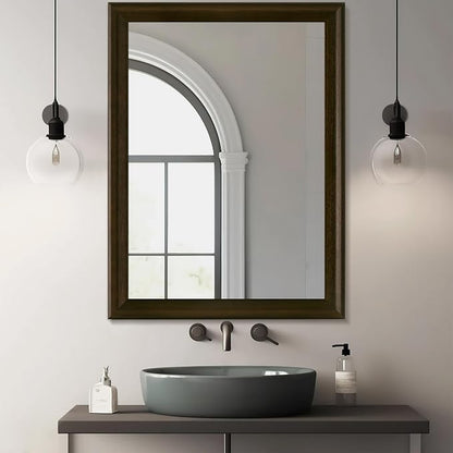 Rustic Wood Wall Mirror for Bathroom,Rectangle Large 30 x 40 inch Mirror | Vanity Hanging Black Walnut Mirror with Wooden Frame for Living Room,Bedroom,Entryway(Dark Walnut)