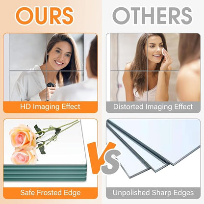 VASUHOME Glass Full Length Wall Mirror Tiles - [14 x12 Inch - 4PCS], Frameless Full Body Mirror for Home Gym, Bedroom, Living Room - Versatile Wall Mirror with Unrivaled Clarity