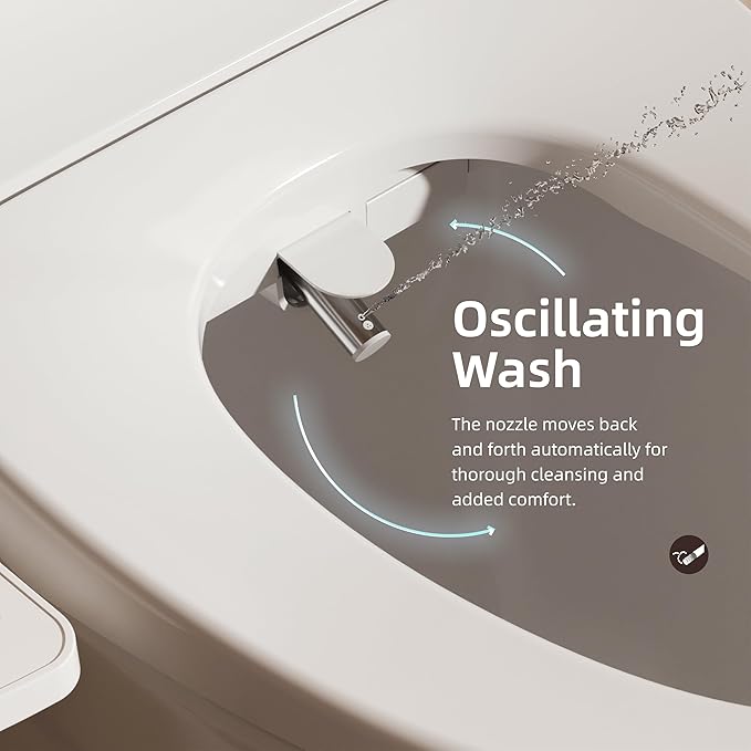 BRAVAT® Electronic Smart Bidet Toilet Seat – Heated Seat, Instant Warm Water, Stainless Steel Nozzle, Hygienic Rinse, Warm Air Dryer, Night Light, Easy Install – Elongated, White