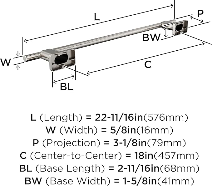 Amerock Bronx Polished Nickel 18 inch (457mm) Towel Bar, BH26614PN