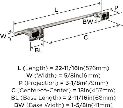 Amerock Bronx Polished Nickel 18 inch (457mm) Towel Bar, BH26614PN