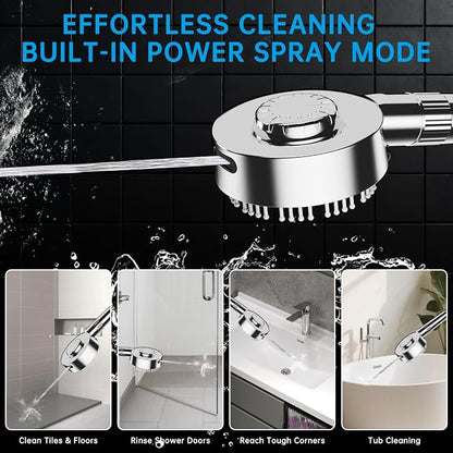 Filtered Shower Head with Handheld, Handheld Shower Head with Built-in Power Wash, High Pressure 4+1 Spray Mode Showerhead with Adjustable Flow Switch, Built-in Filter for Hard Water