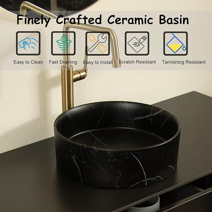 36" Floating Bathroom Vanity with Sink, Nature Wood Plywood Base | Plywood Cabinet, Single Sink, Doubel Sink, Ceramic Basin & Marble Countertop, Pre-Assembled