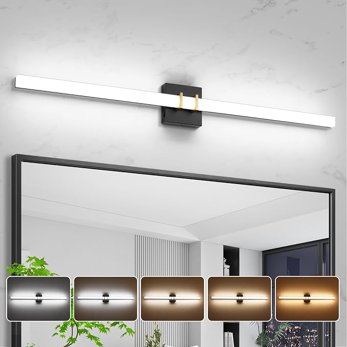 Modern Black and Brass Vanity Light Bar 40 Inch, 30W 5CCT Dimmable Bathroom Light Fixtures LED Wall Lighting Fixture