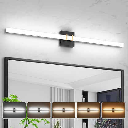 Modern Black and Brass Vanity Light Bar 40 Inch, 30W 5CCT Dimmable Bathroom Light Fixtures LED Wall Lighting Fixture