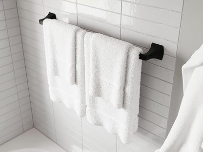 Pfister Bruxie 3-Piece Bathroom Hardware Set with Towel Bar, Towel Ring, and Toilet Paper Holder, Wall-Mounted, Matte Black Finish, BTBBIE3B